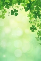 St patricks day concept, shamrock leaf pattern on a green background with copy space