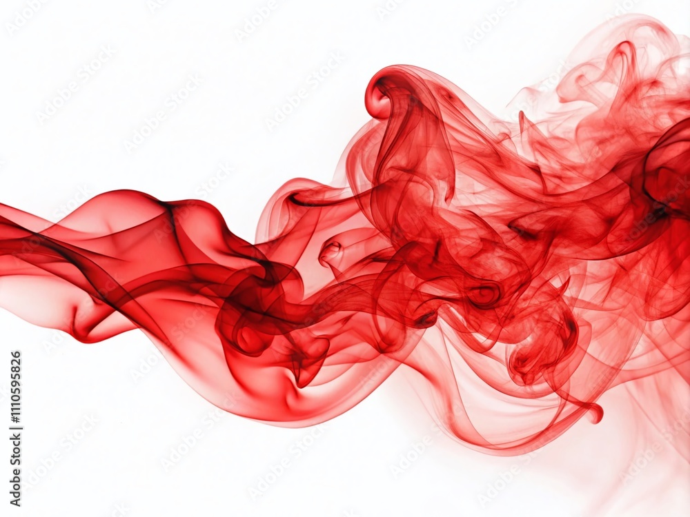 Aufkleber abstract portrait of swirling red smoke lines isolated on white background, capturing the dynamic fl