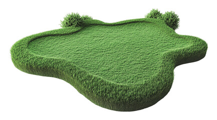 Fototapeta premium Green grassy landscape with mounds of vegetation, cut out - stock png.