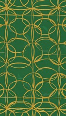 Gold Circle pattern hand drawn design on Green background illustration