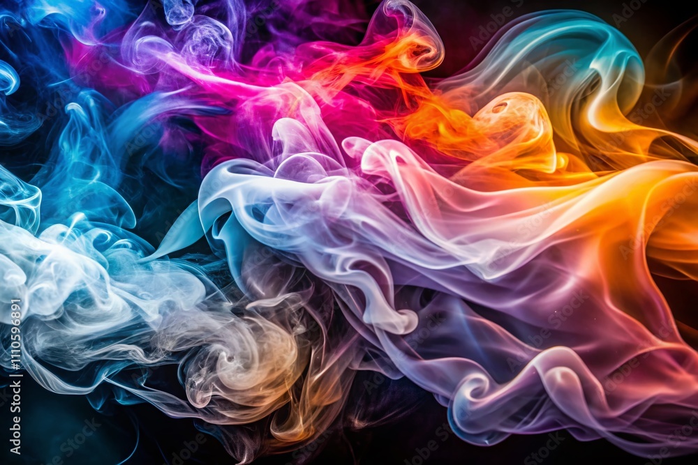 Poster abstract shapes and patterns of white cigarette smoke for graphic design and 3d rendering in macro p