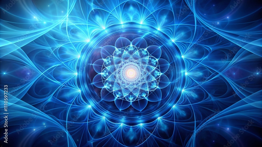 Poster abstract spiritual blue fantasy fractal loop background - a minimalist exploration of ethereal depth