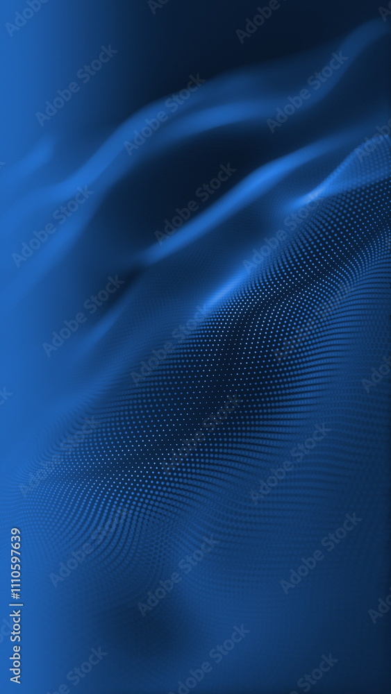 Poster particles blue wave cyber technology background loop. abstract seamless animation of mesh glowing do