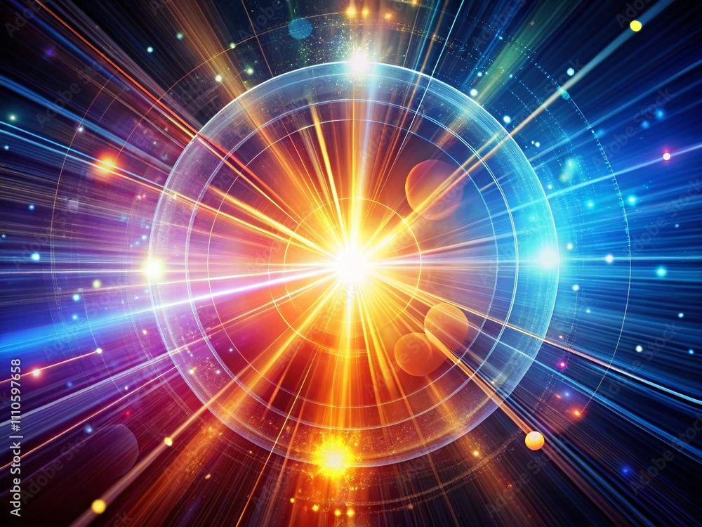 Poster abstract technology background with glowing rays and futuristic lines emitting light, perfect for sc