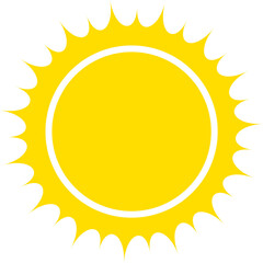 Stylized sun with a bright yellow center and jagged black rays extending outward in irregular shapes.
