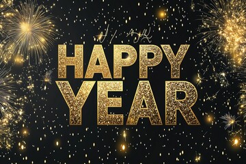 Black Minimalist Happy New Year 2025 Design Greetings Card.
