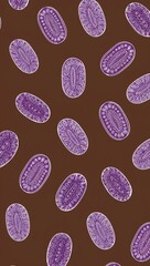 Purple Oval pattern hand drawn design on Brown background illustration