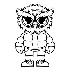 Mascot character design cartoon of owl outline