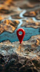 Red marker pin on a textured map.