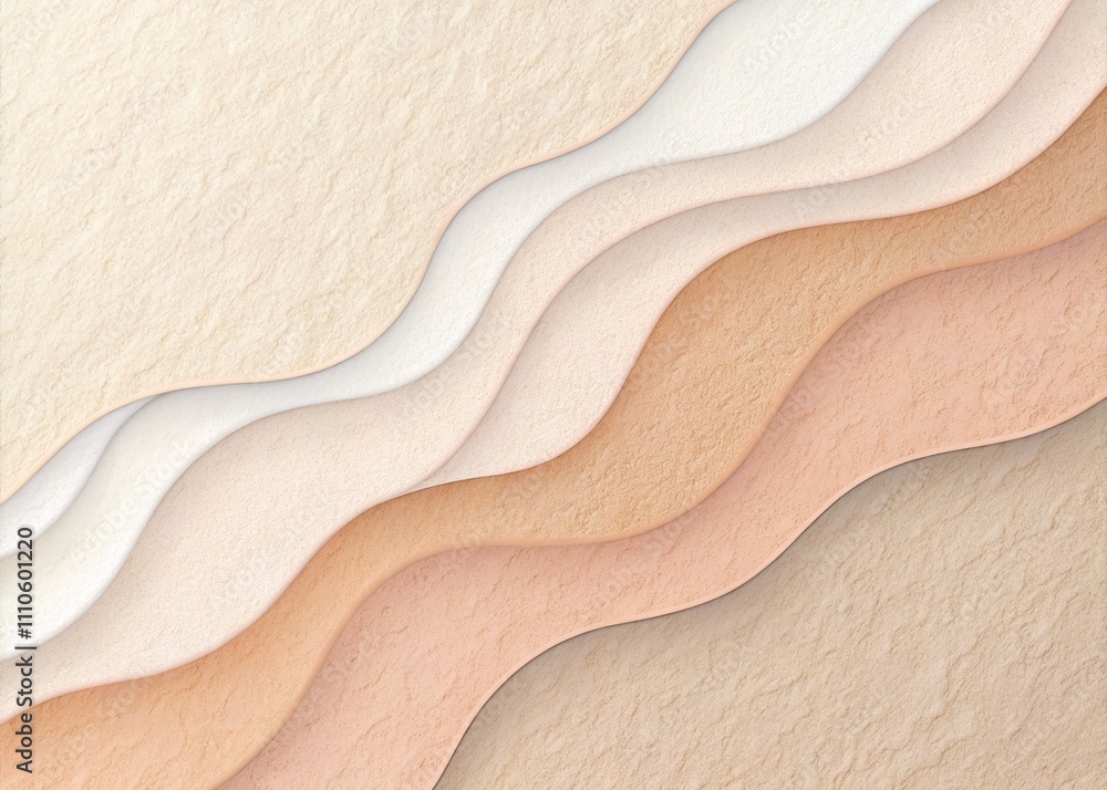 Poster a digital illustration of layered paper design in soft white and peach tones with plenty of copy spa