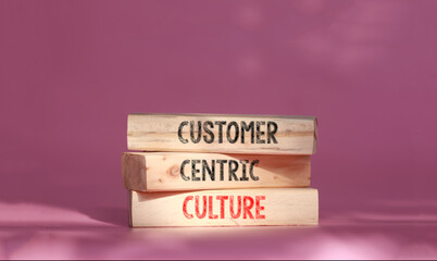 customer Centric Culture symbol. Concept word Customer Centric Culture on wooden blocks. Beautiful...