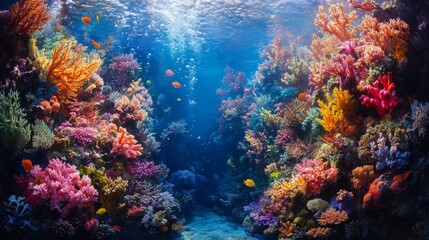 Fototapeta premium Vibrant Coral Reef Ecosystem Underwater Scene