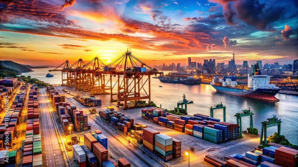 Poster advanced smart logistics and warehouse technology: real-time data tracking of freight shipments and 