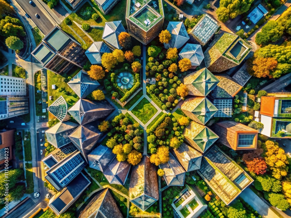 Poster aerial photography of geometric faceted backgrounds: capturing the intricate patterns and textures o