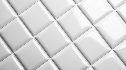 Fototapeta premium White ceramic tile pattern with glossy finish, geometric design. Interior decoration concept