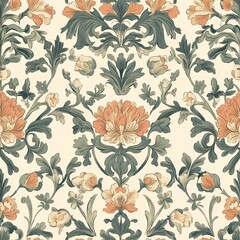 Elegant Floral Damask Pattern Design seamless, pattern, background, texture