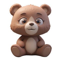 Obraz premium Adorable 3D-rendered brown bear cub sitting, smiling sweetly.