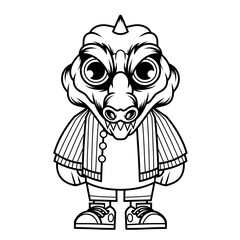 Mascot character design cartoon of crocodile outline