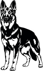 German Shepherd Dog Silhouette - Black Vector Cricut Design for T-Shirt Printing