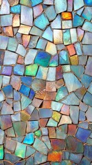 Colorful stained glass mosaic with iridescent tiles, abstract background. Artistic design and vibrant color concept