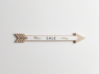 White arrow, pointer with the inscription Sale, minimalism style, Christmas, New Year sale, discounts