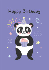 Happy birthday card with panda