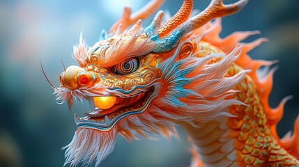 Majestic Chinese Dragon in Fiery Colors