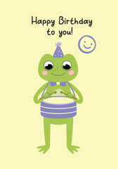 Happy birthday card with frog