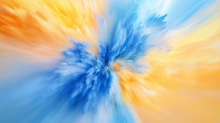 Obraz premium Abstract explosion of blue and orange colors, dynamic art. Creative expression and color theory concept