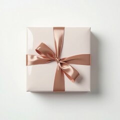Elegant Luxury Gift Box with Satin Ribbon on White Background – Ultra-Realistic 4K Detail