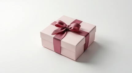 Obraz premium Elegant Luxury Gift Box with Satin Ribbon on White Background – Ultra-Realistic 4K Detail