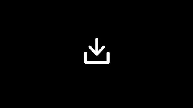 Download icon animation isolated on black background, Arrow down symbol animation