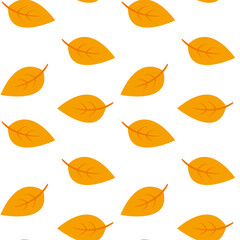 Seamless pattern of orange autumn leaves with veins on a black background.

