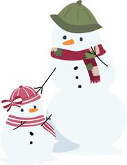 Cute Christmas Snowman Family Happy