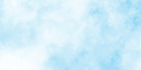 Beautiful and cloudy sky blue watercolor background, blurred and grainy Blue powder explosion on white background,
