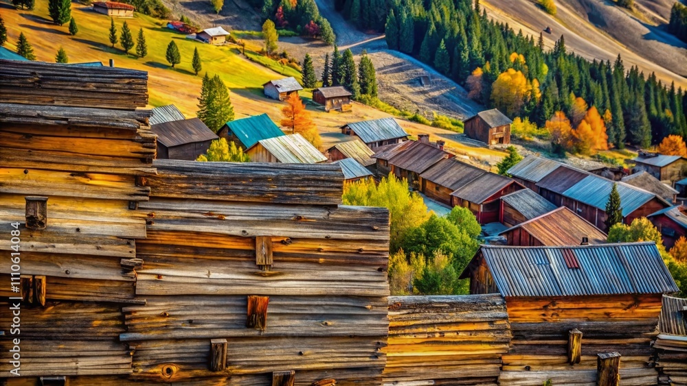 Poster aerial view of weathered old wood texture capturing natural patterns and rustic charm in a stunning 
