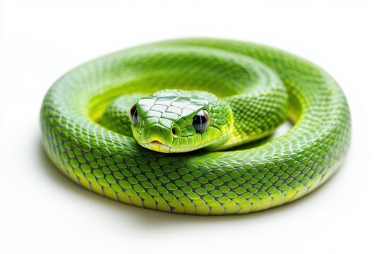 Green snake full-body photorealistic isolated