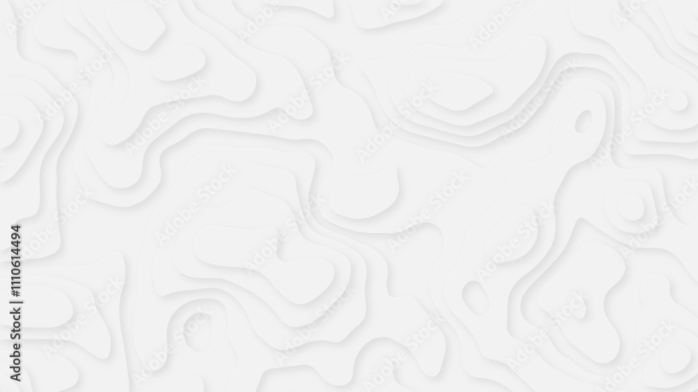 Poster abstract white papercut curved multi layers and shadow. paper topography pattern art 3d vector for b