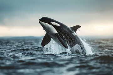 Fantastically beautiful majestic huge whale in deep ocean