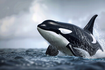 Fototapeta premium Fantastically beautiful majestic huge whale in deep ocean