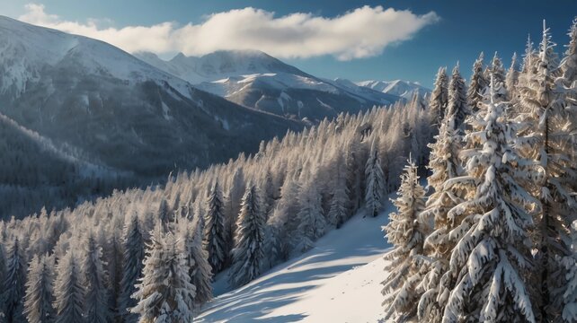 snovy trees on winter mountains