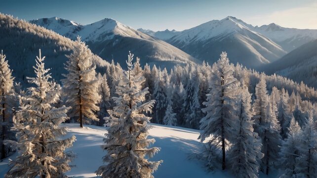 snovy trees on winter mountains