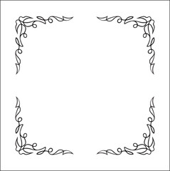Elegant black and white elegant ornamental frame, decorative border, corners for greeting cards, banners, business cards, invitations, menus. Isolated vector illustration.	