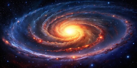 A Stunning Fiery Spiral Galaxy Illuminating a Starry Universe: Cosmic Wonders Captured in the Rule of Thirds for Astrophotography Enthusiasts and Space Art Lovers