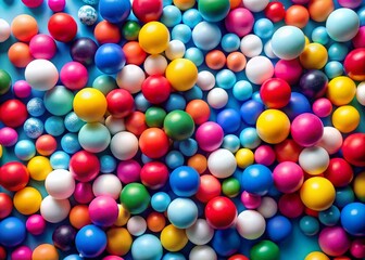Fototapeta premium A Vibrant Collection of Colorful Balls Against a Blue Background Ideal for Creative Projects and Designs, Featuring a Right-Aligned Composition with Ample Copy Space for Custom Text