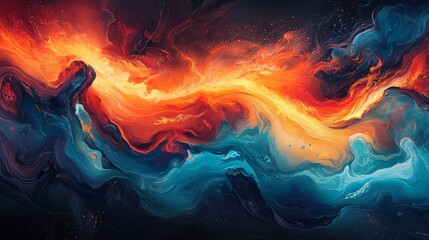 Fototapeta premium Abstract swirling fiery and icy cosmic artwork