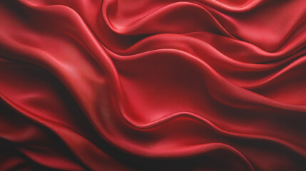 Obraz premium Abstract red silk fabric elegant curved shape background.