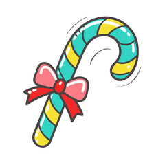 candy cane Illustration, christmas vector illustration - flat illustration of acandy cane, symbolizing holiday celebrations. christmas illustration.