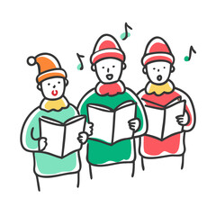 carolers singing Illustration, christmas vector illustration - flat illustration of acarolers singing, symbolizing holiday celebrations. christmas illustration.