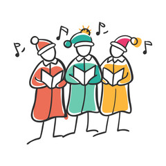 carolers singing Illustration, christmas vector illustration - flat illustration of acarolers singing, symbolizing holiday celebrations. christmas illustration.